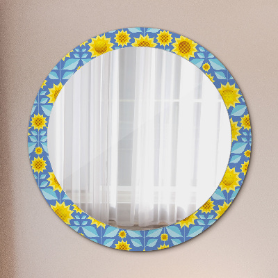 Round mirror decor Geometric sunflowers