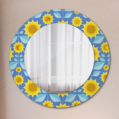 Round mirror decor Geometric sunflowers