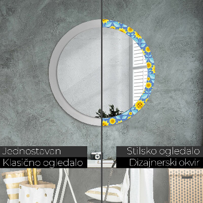 Round mirror decor Geometric sunflowers