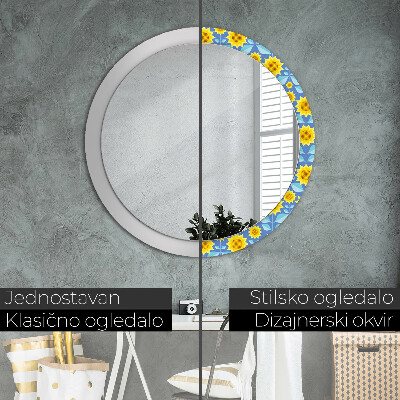 Round mirror decor Geometric sunflowers