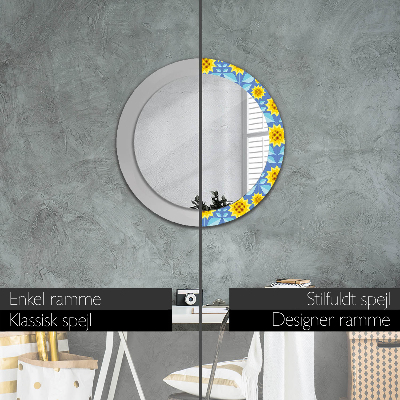 Round mirror decor Geometric sunflowers