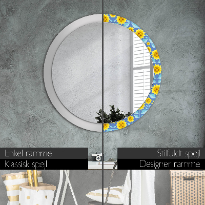 Round mirror decor Geometric sunflowers