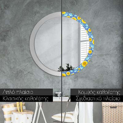 Round mirror decor Geometric sunflowers