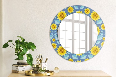 Round mirror decor Geometric sunflowers