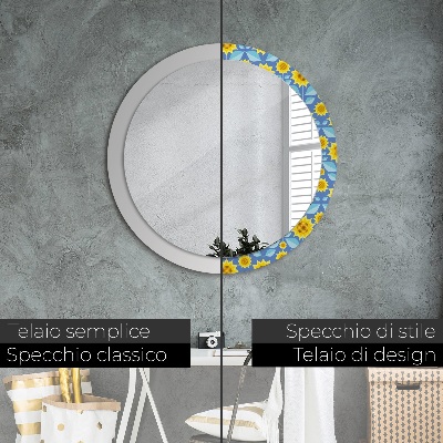 Round mirror decor Geometric sunflowers