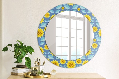 Round mirror decor Geometric sunflowers