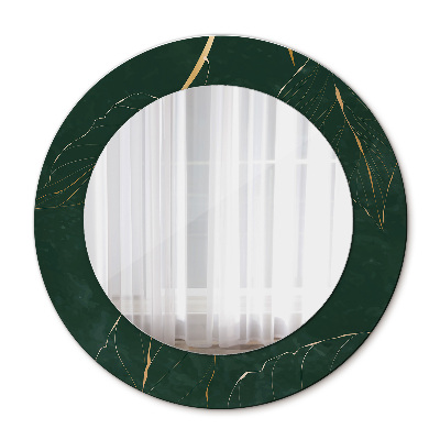 Round mirror decor Delicate golden leaves