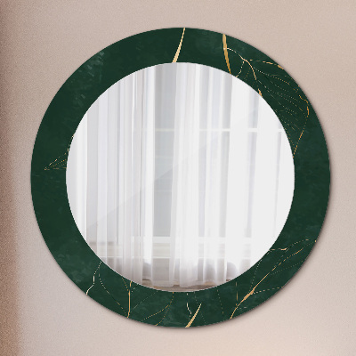 Round mirror decor Delicate golden leaves