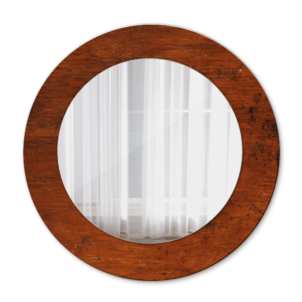 Round decorative wall mirror Natural wood