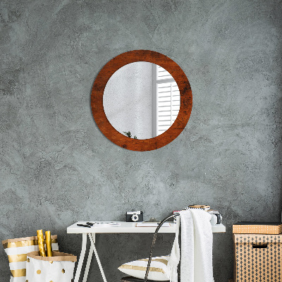 Round decorative wall mirror Natural wood