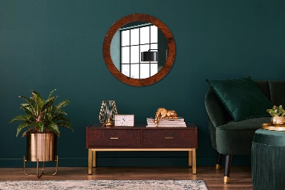 Round decorative wall mirror Natural wood