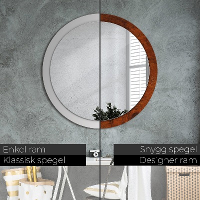 Round decorative wall mirror Natural wood