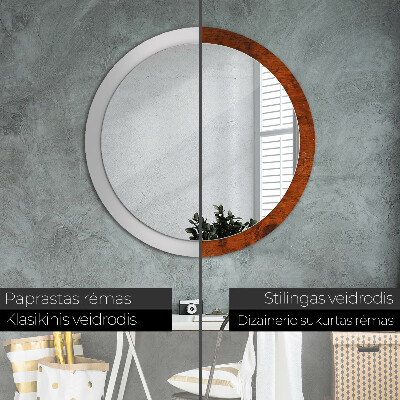 Round decorative wall mirror Natural wood