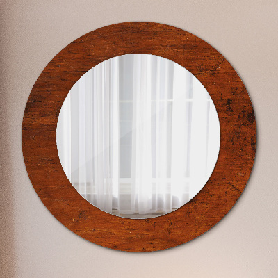 Round decorative wall mirror Natural wood