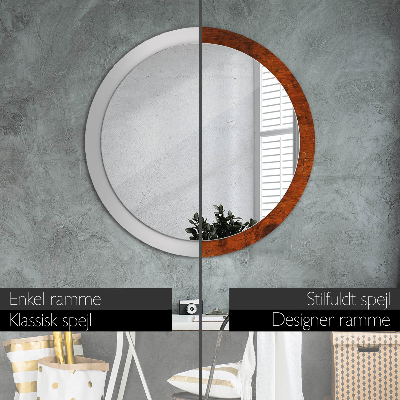 Round decorative wall mirror Natural wood