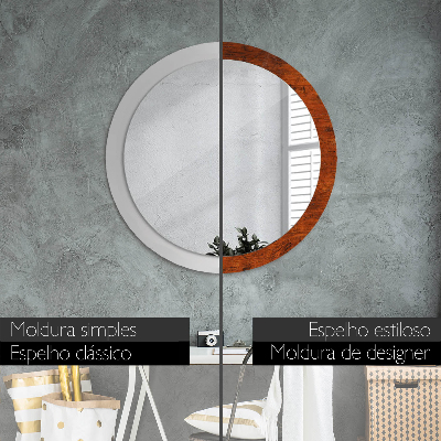 Round decorative wall mirror Natural wood