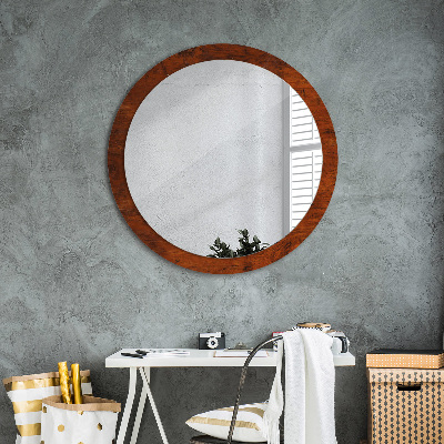 Round decorative wall mirror Natural wood