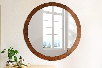 Round decorative wall mirror Natural wood