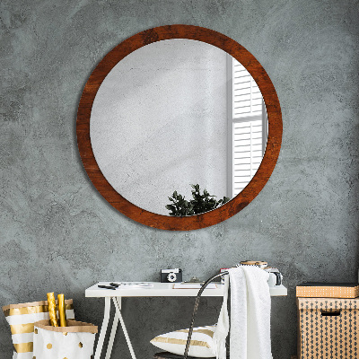 Round decorative wall mirror Natural wood