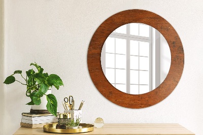 Round decorative wall mirror Natural wood