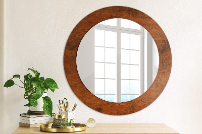 Round decorative wall mirror Natural wood