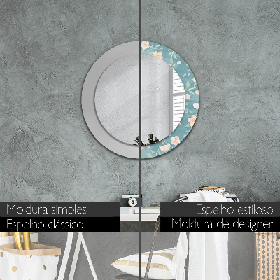 Round decorative wall mirror Floral pattern