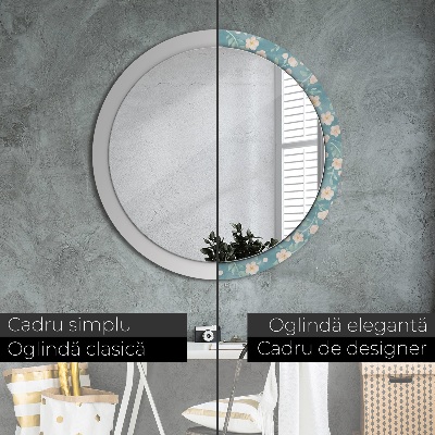 Round decorative wall mirror Floral pattern