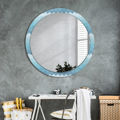 Round decorative wall mirror Chevron pattern