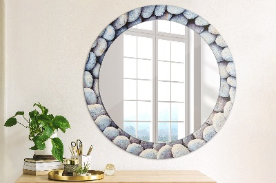 Round decorative wall mirror Sea stones circle