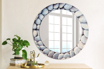 Round decorative wall mirror Sea stones circle