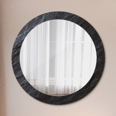 Round decorative wall mirror Black stone