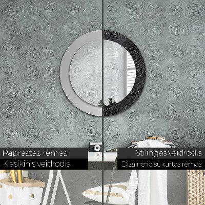 Round decorative wall mirror Black stone