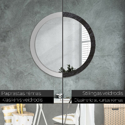 Round decorative wall mirror Black stone