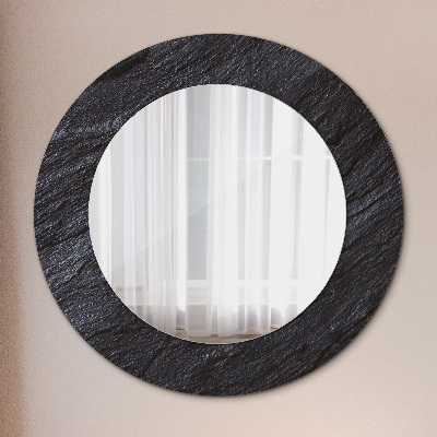 Round decorative wall mirror Black stone