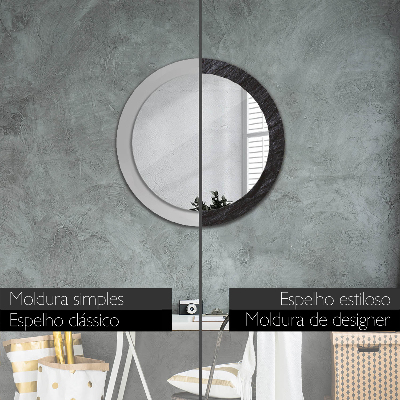 Round decorative wall mirror Black stone