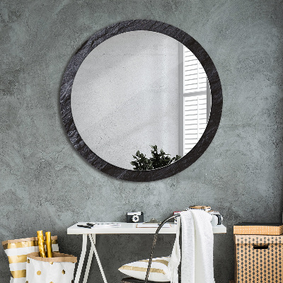 Round decorative wall mirror Black stone