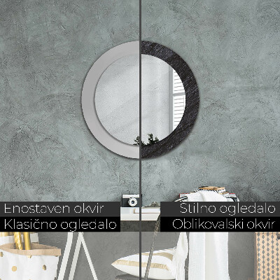 Round decorative wall mirror Black stone