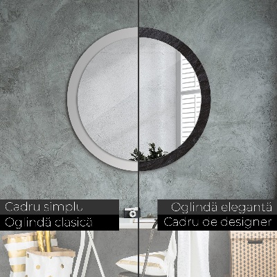 Round decorative wall mirror Black stone