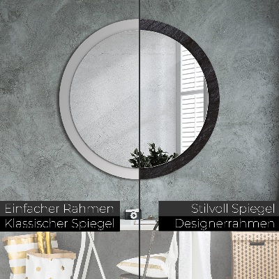 Round decorative wall mirror Black stone