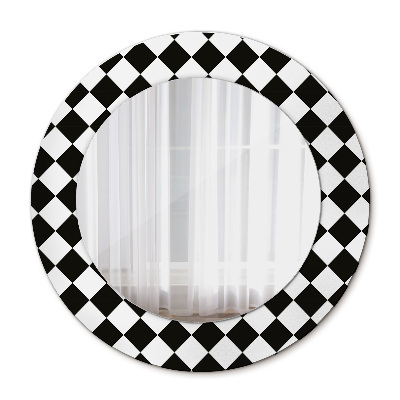 Round mirror printed frame Chess desk