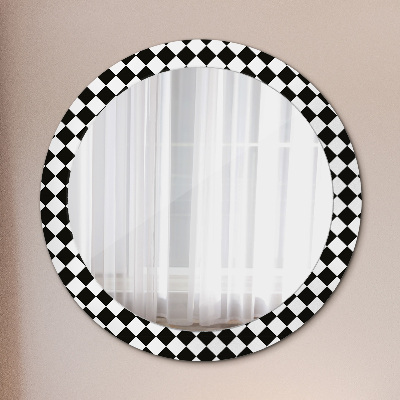 Round mirror printed frame Chess desk