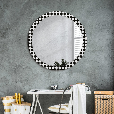 Round mirror printed frame Chess desk