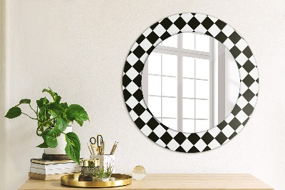 Round mirror printed frame Chess desk