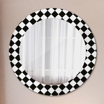 Round mirror printed frame Chess desk