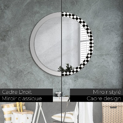 Round mirror printed frame Chess desk