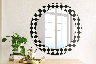 Round mirror printed frame Chess desk