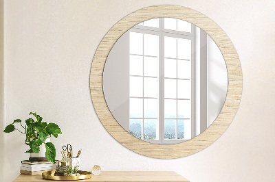 Round mirror decor Light wood