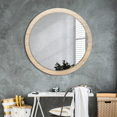 Round mirror decor Light wood