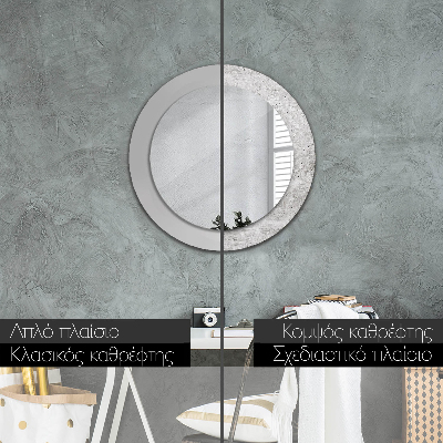 Round mirror decor Gray concrete