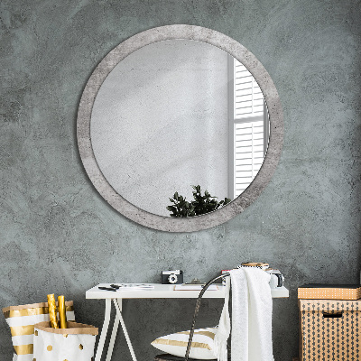 Round mirror decor Gray concrete